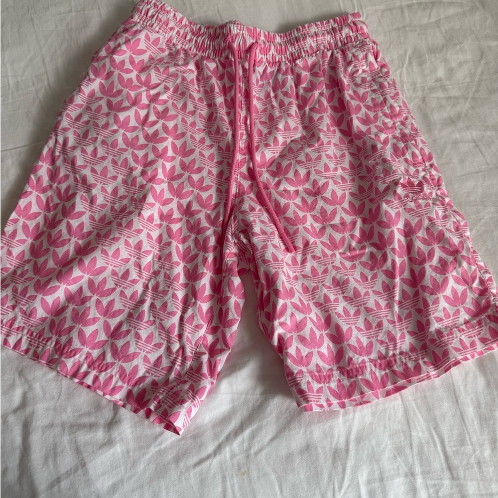 Adidas Pink Leaf Print Shorts